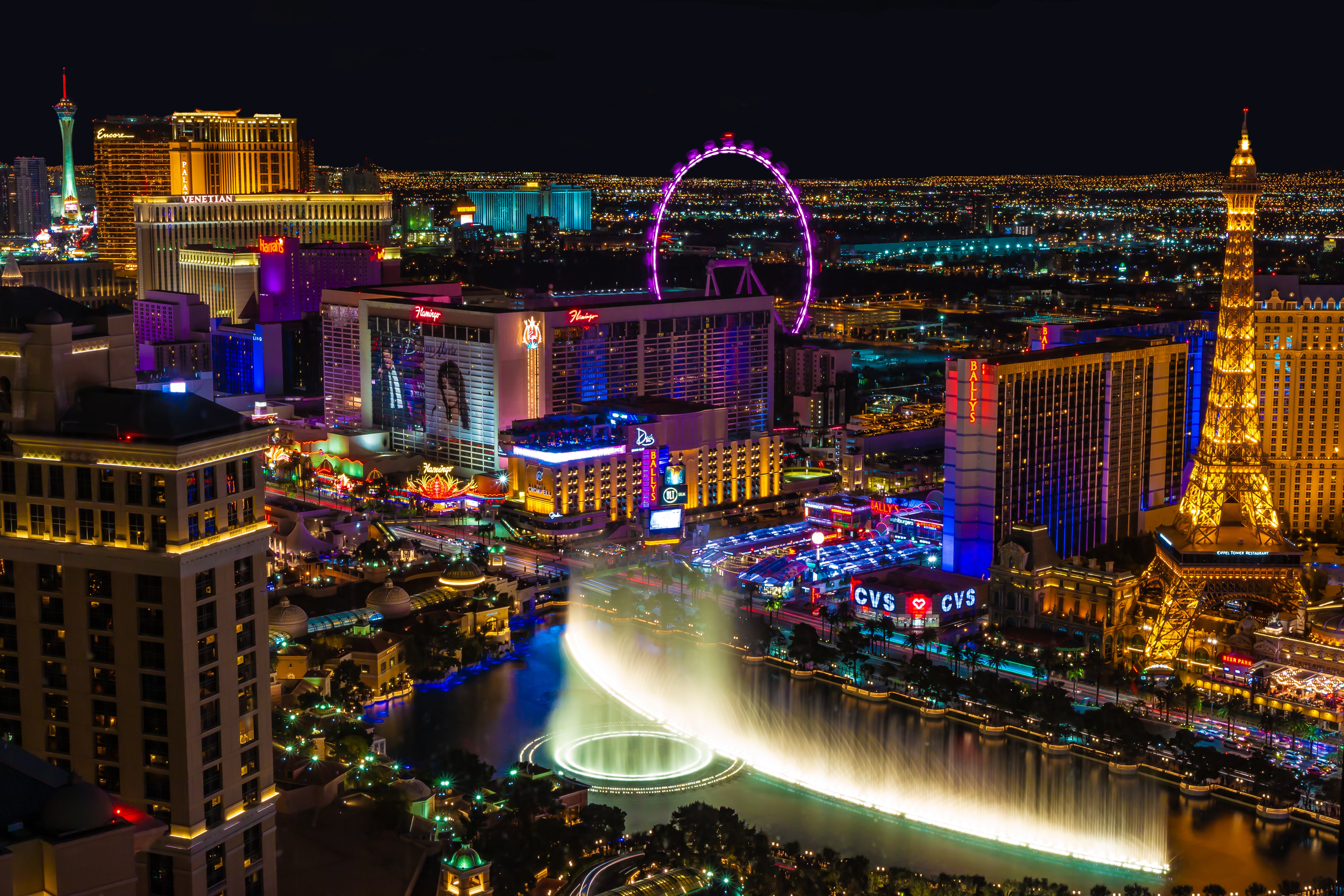cityscape of Las Vegas at night